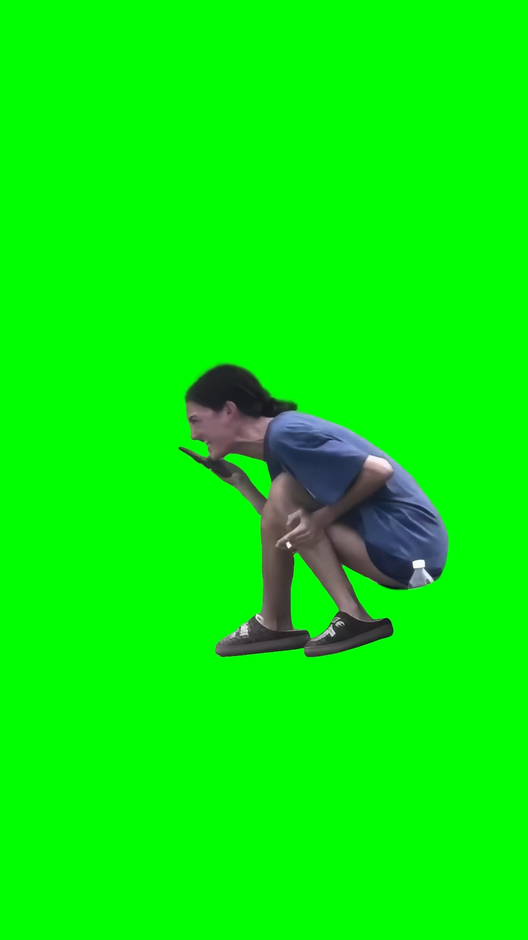 Woman Crashing Out at Her Phone meme (Green Screen)