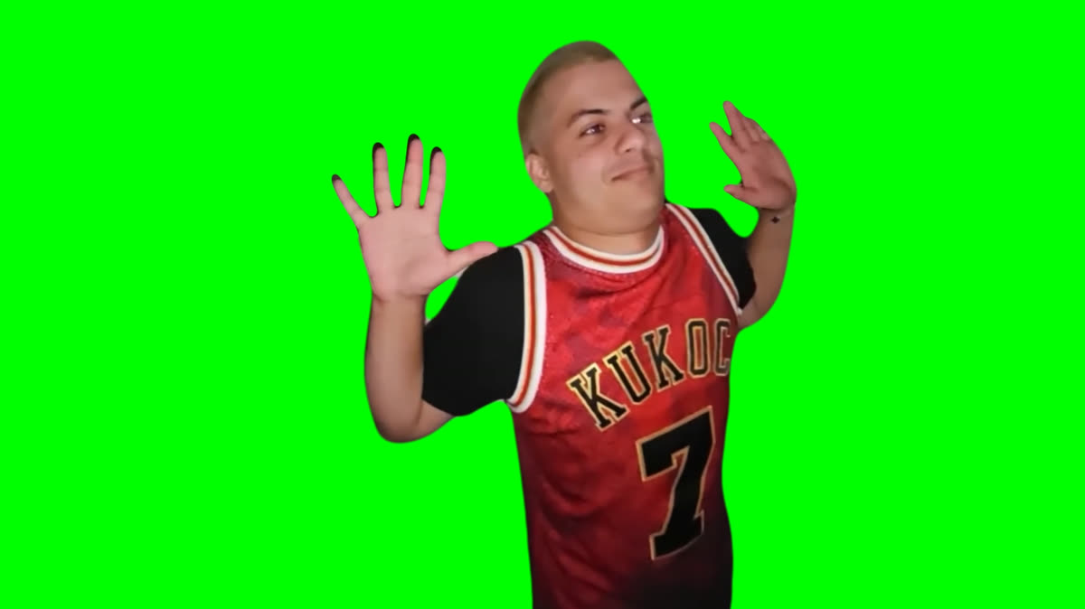 Stable Ronaldo Putting His Hands Up meme  (Green Screen)