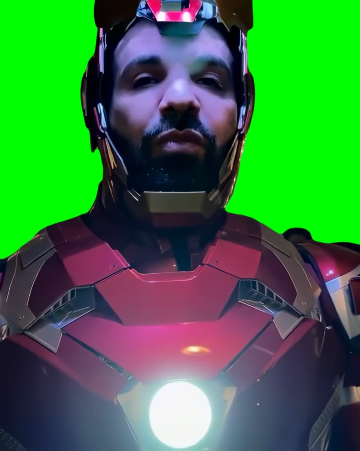 Drake Wearing Iron Man Suit meme  (Green Screen)