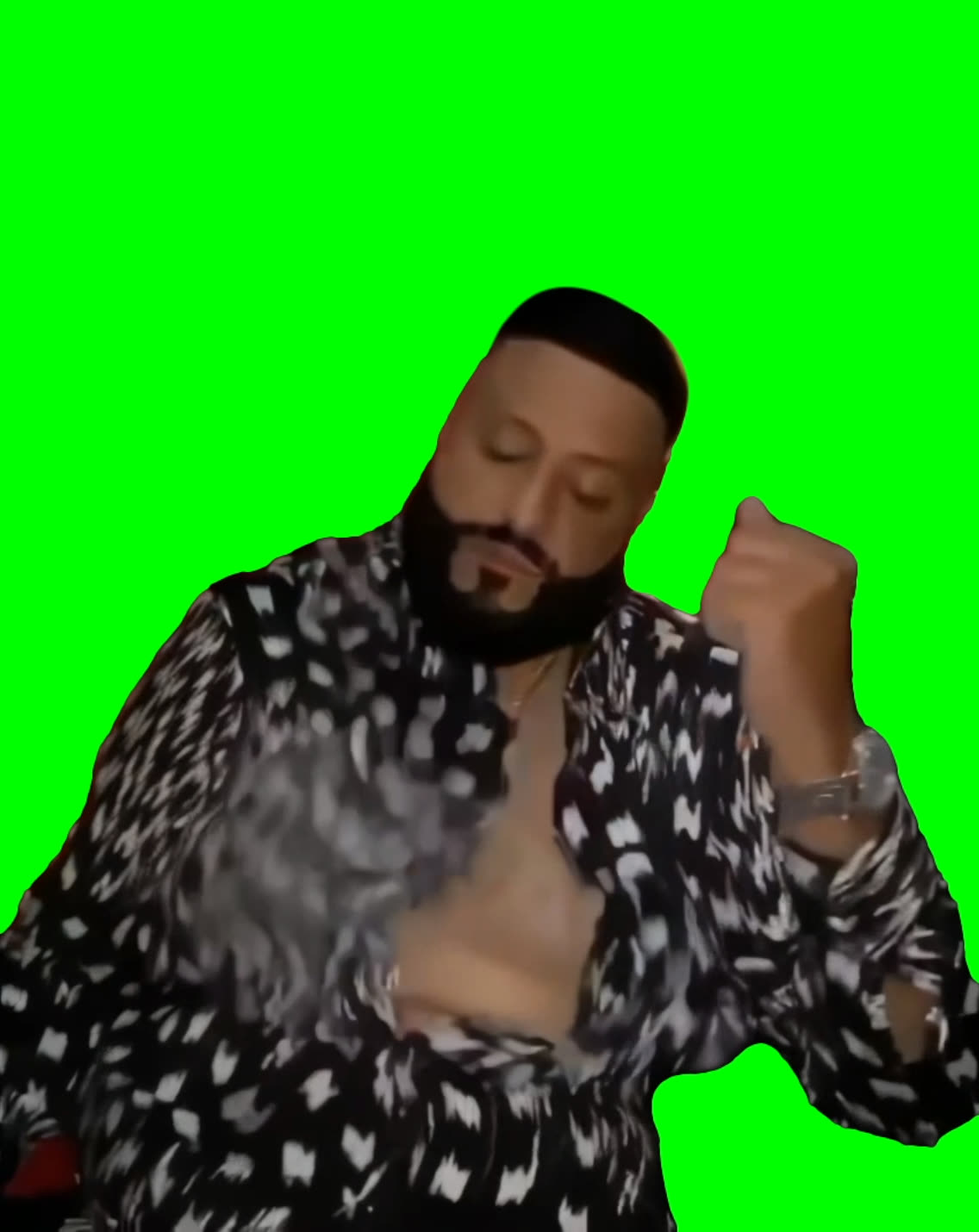 DJ Khaled with Unbuttoned Shirt in Car meme (Green Screen)