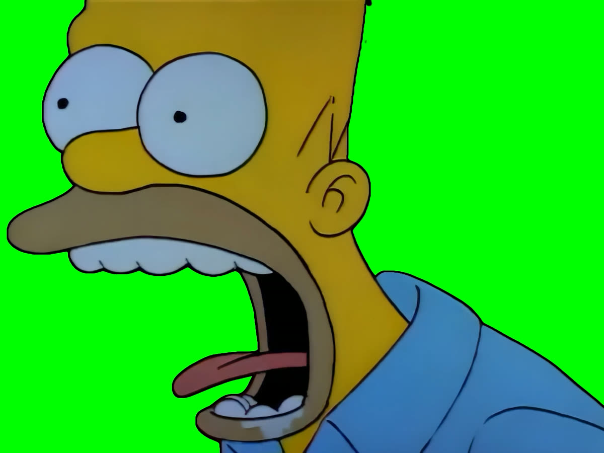 Homer Screaming Then Sleeping meme - The Simpsons (Green Screen)
