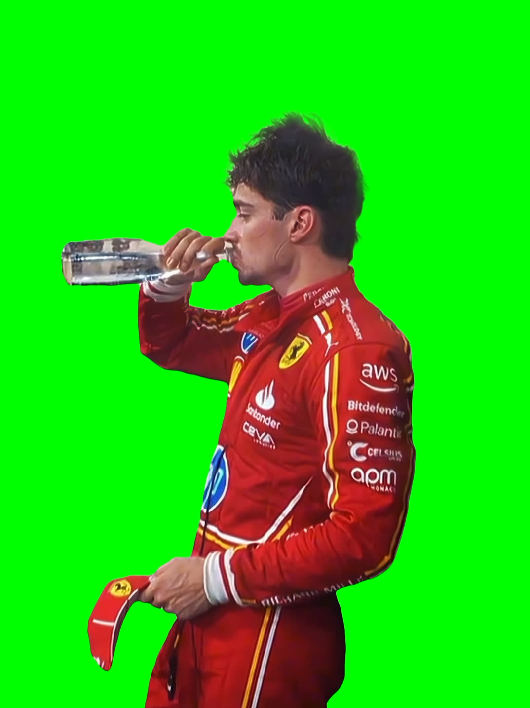 Charles Leclerc Drinking Water meme (Green Screen)