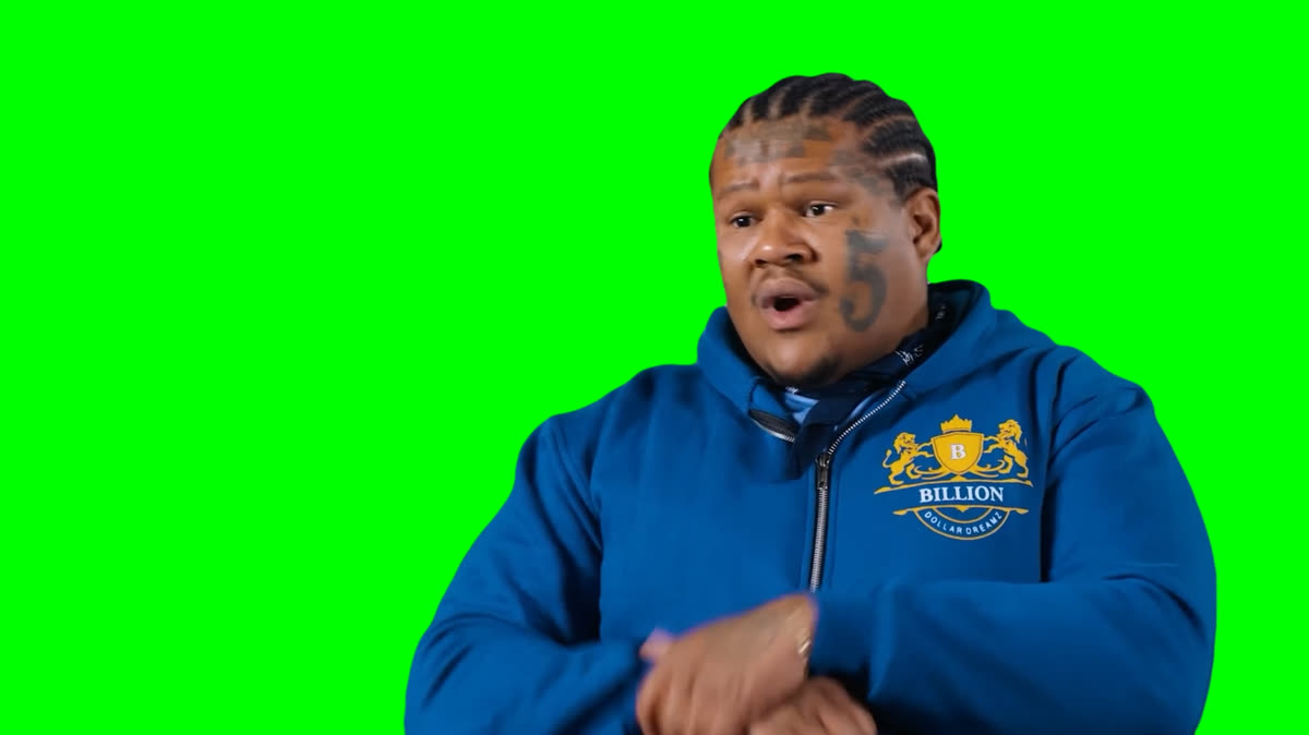Crip Mac Crying and Saying "I Could Never!" meme  (Green Screen)