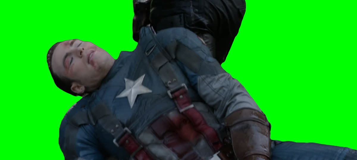 Bucky Pulling Captain America from River meme (Green Screen)