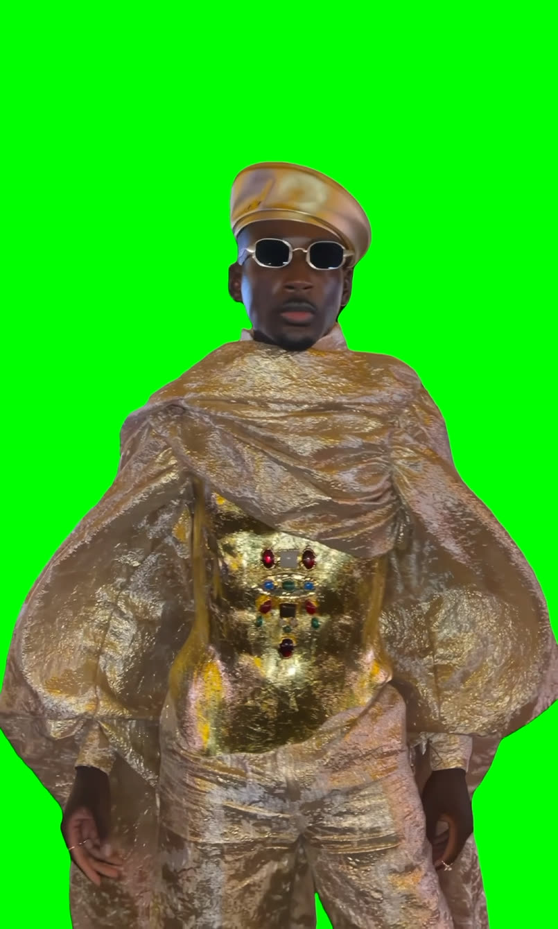 Black Guy Wearing Gold Aura Farming meme (Green Screen)