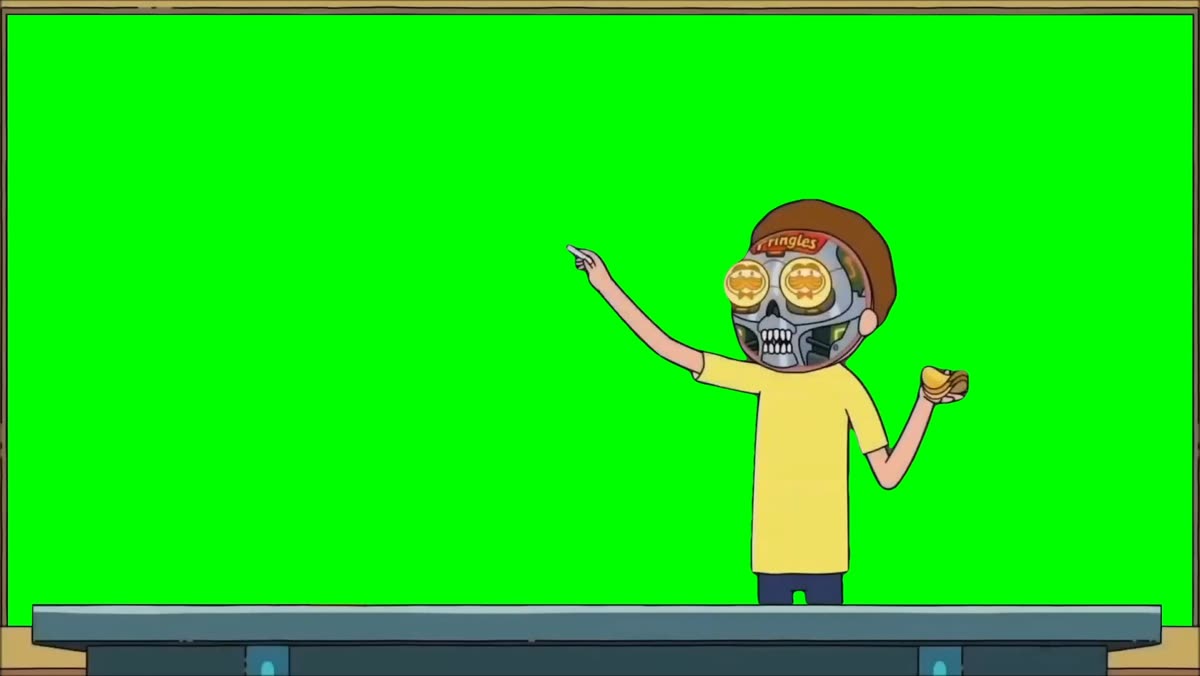 Robot Morty "3 Layer Dip Stack" meme V2 - Rick and Morty (Green Screen)