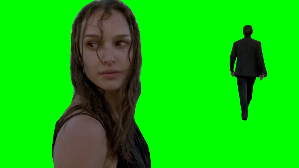 Natalie Portman and Christian Bale Enjoying The Beach meme (Green Screen)