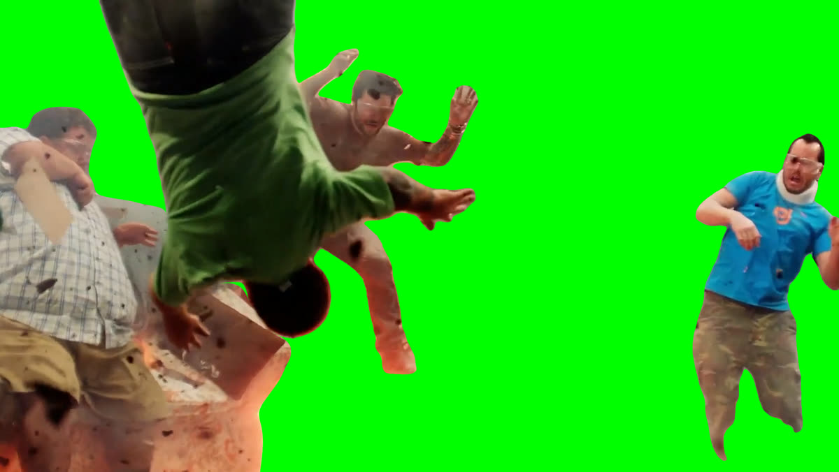 Exploding Couch meme (Green Screen)