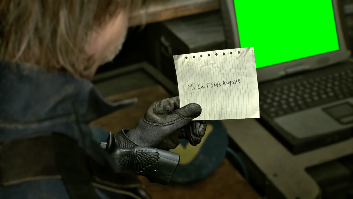 Leon Kennedy Looking at Laptop meme - Resident Evil: Requiem (Green Screen)