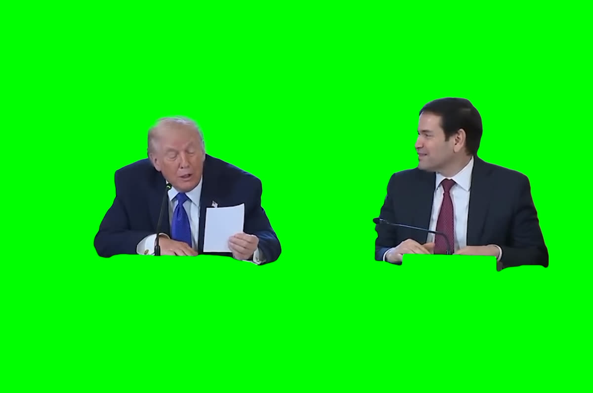 Donald Trump Reading Note Out Loud meme (Green Screen)