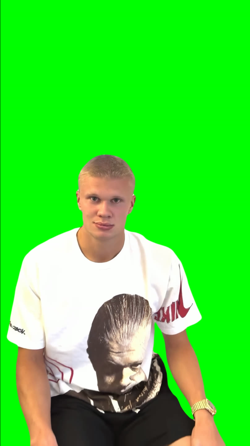 Erling Haaland Before and After Haircut meme (Green Screen)