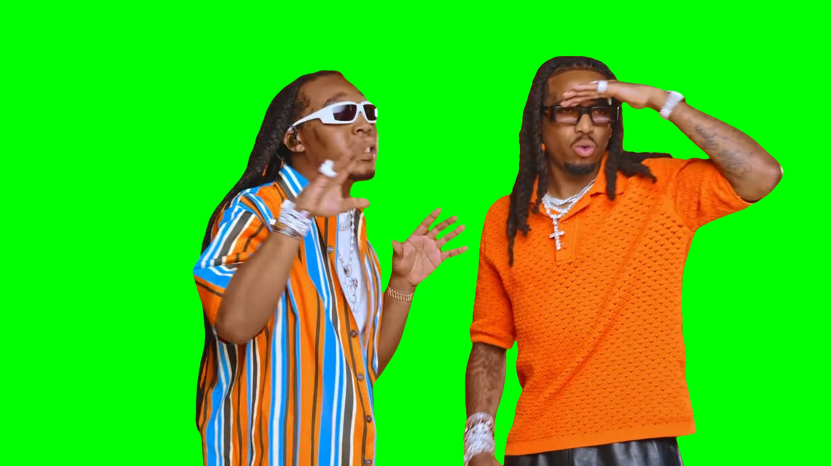 Takeoff and Quavo Rapping meme (Green Screen)