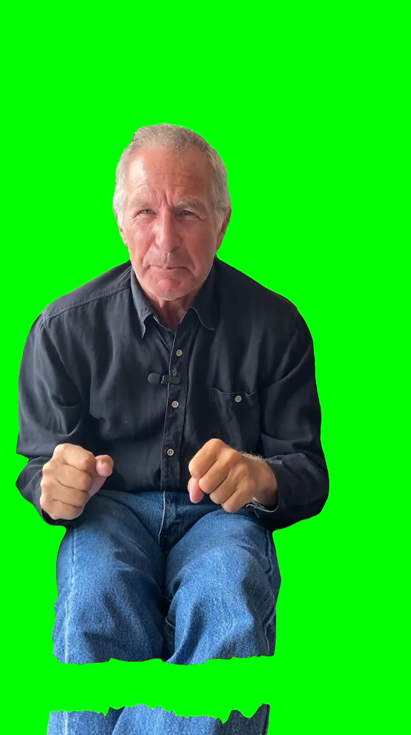 Old Man "Ever Been Tied In a Sleeping Bag?" meme (Green Screen)