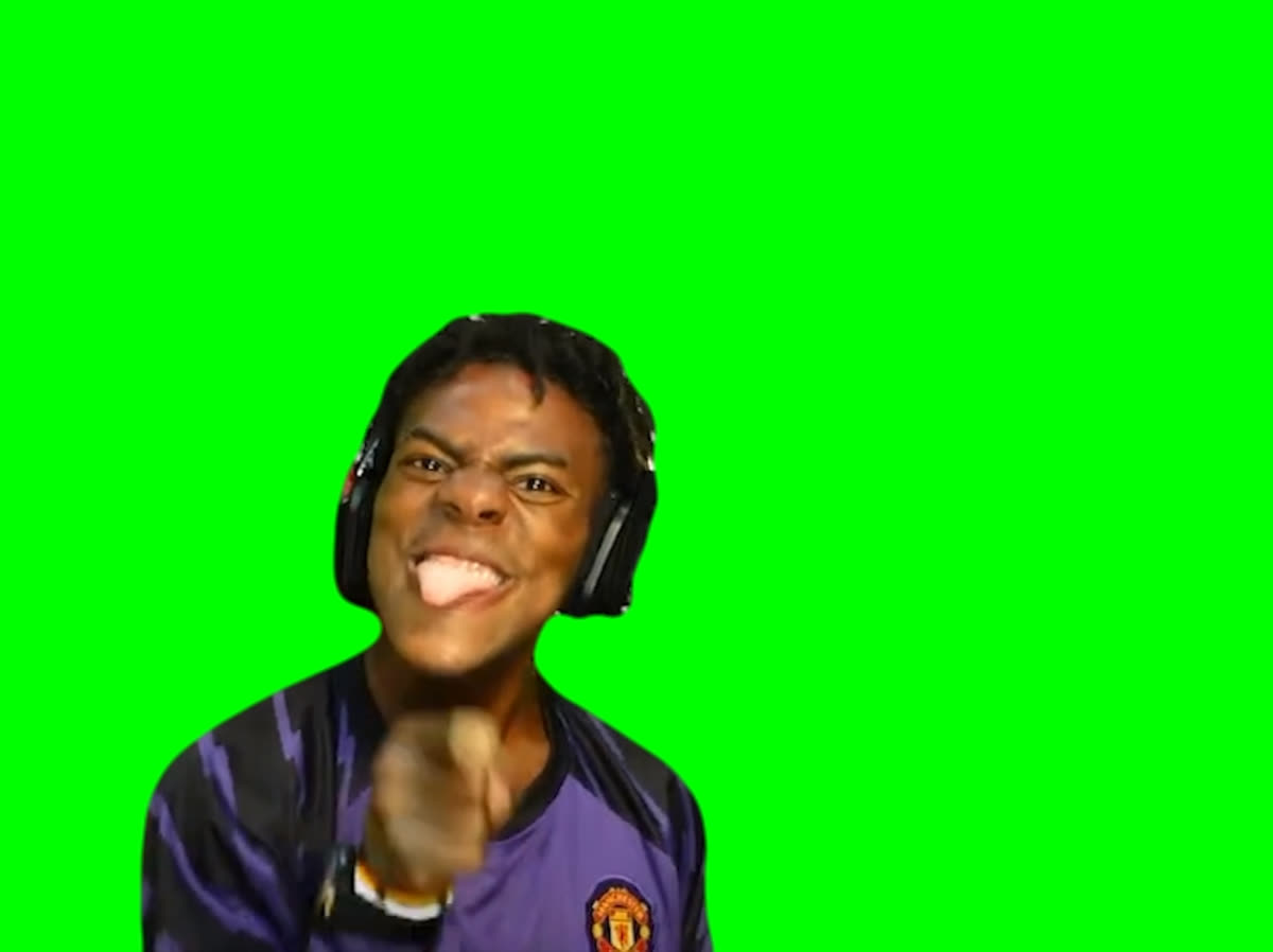 IShowSpeed Sticking Tongue Out and Pointing at Camera meme (Green Screen)