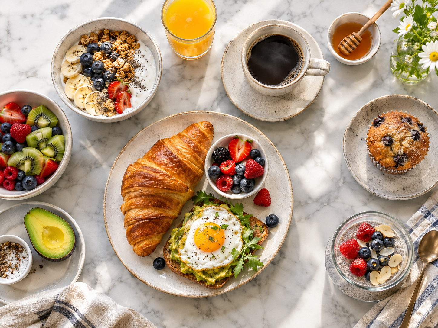 Breakfast flat lay