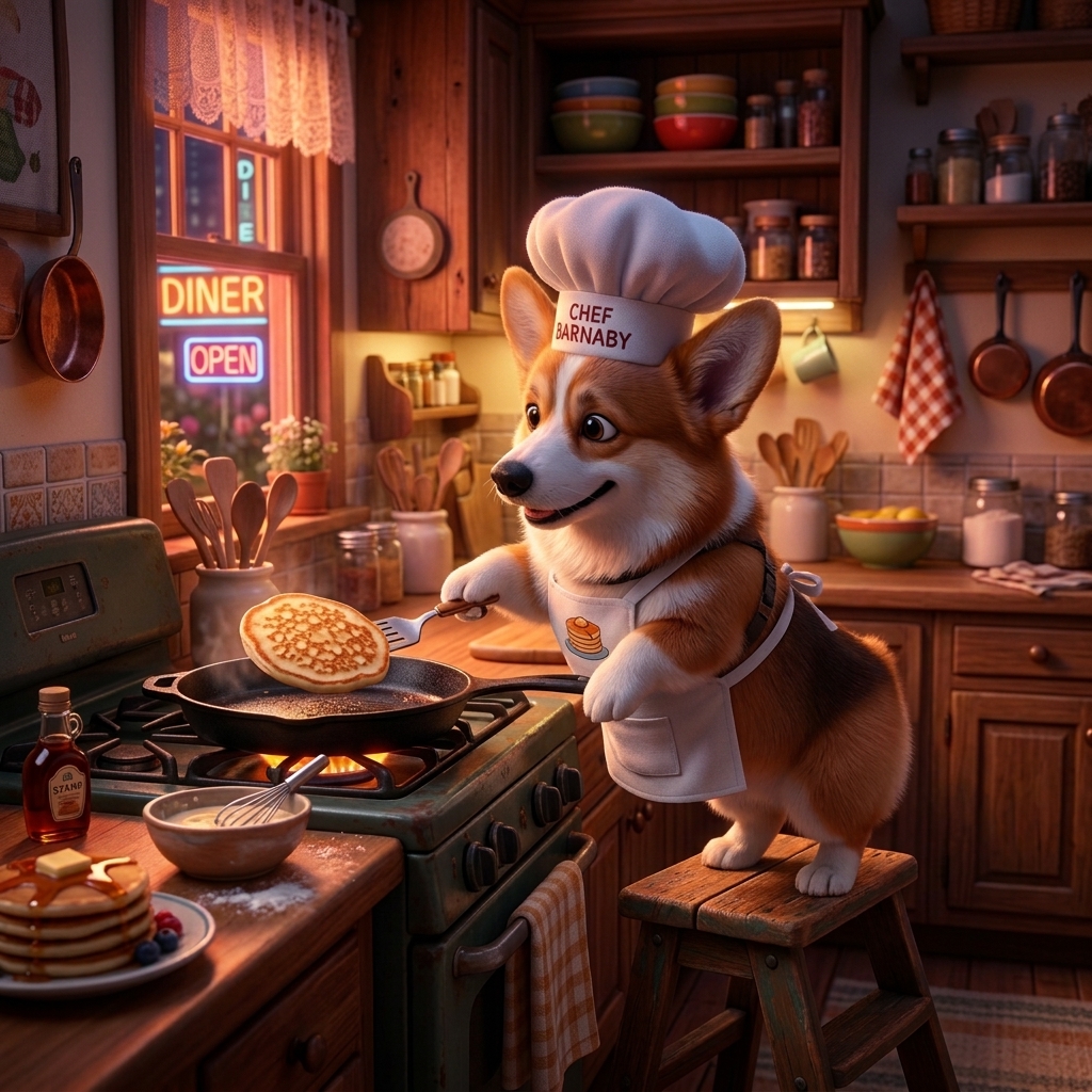 Neon night kitchen