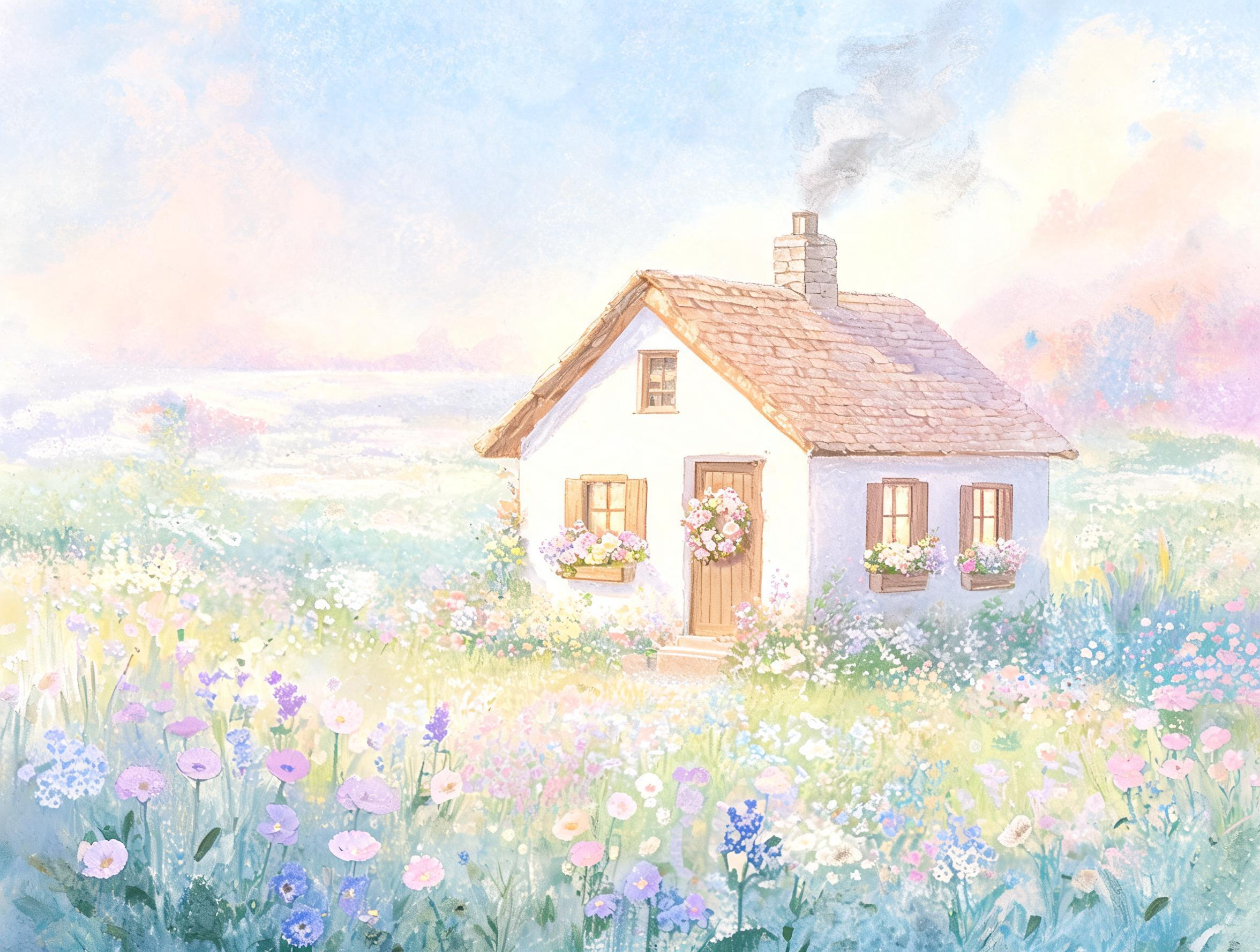 Watercolor cottage
